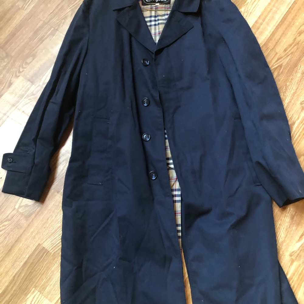 Vintage Men's Navy Blue Trench Coat by Croydon